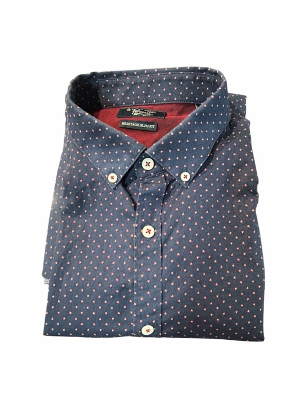 Original Penguin Munsingwear Heritage Slim Fit Dress Shirt Navy Sz 17 36/37